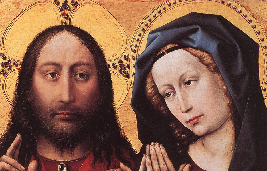 blessing christ and praying virgin